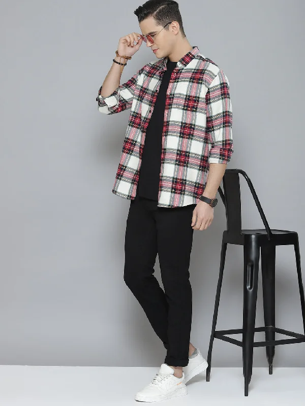 Men's Fishing Shirts for Water SportsMen Smart Tartan Checked Cotton Casual Shirt