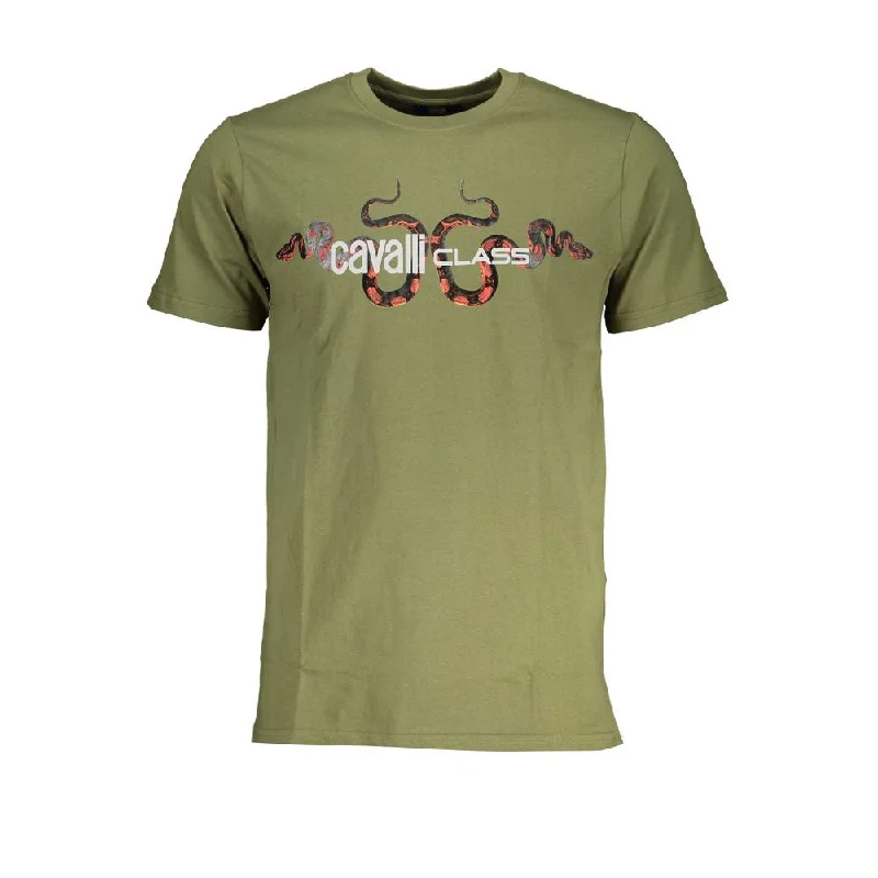 Men's Shirts with Patchwork SleevesCavalli Class  Cotton Men's T-Shirt