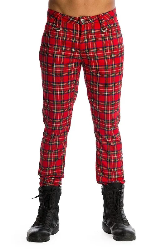 Men's Pants with Turn-Up CuffsRed Tartan Lydon Pants