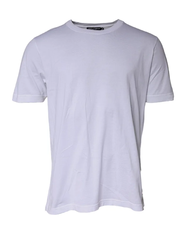 Men's Shirts with Graphic SleevesDolce & Gabbana  Cotton Logo Plaque Crew Neck Men's T-shirt (Pre-Owned)