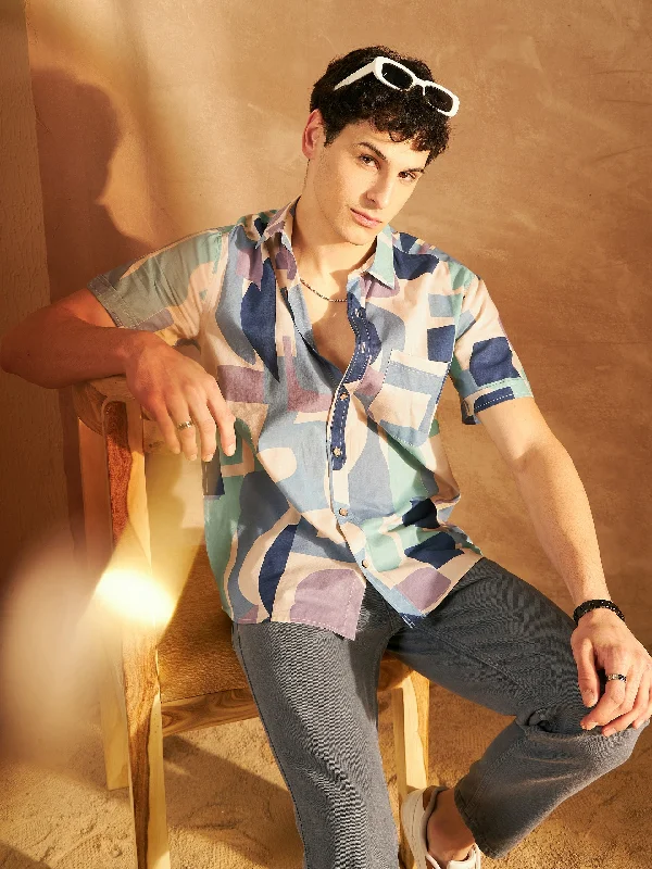 Men's Moisture-Wicking Shirts for All-Day ComfortBlock Printed Cotton Shirt