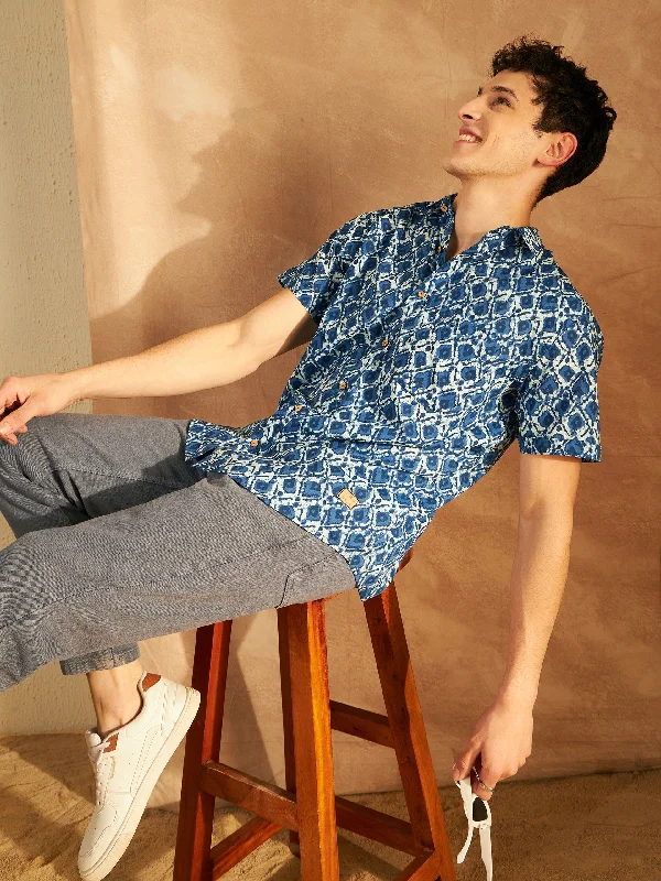 Men's Thermal Shirts for Winter WarmthMen's Block Printed Lightweight Thin Cotton Shirt