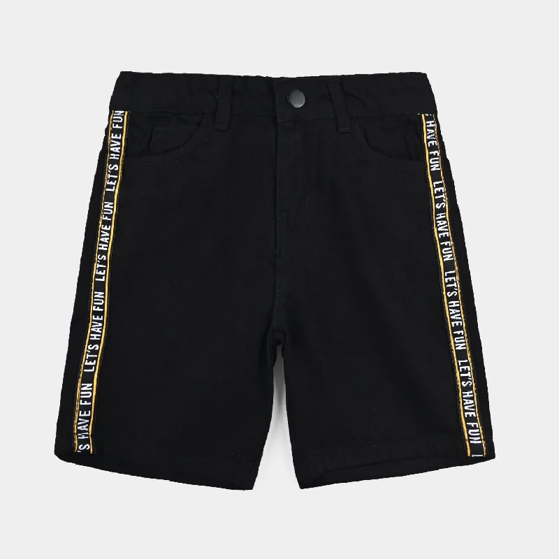 Men's Party Pants for a Fun Night OutBoys Denim Short Lets Have Fun-BLACK