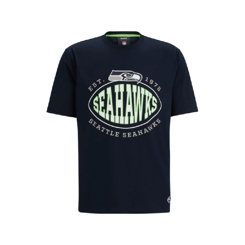 Stylish Men's HenleysBOSS x NFL stretch-cotton T-shirt with collaborative branding