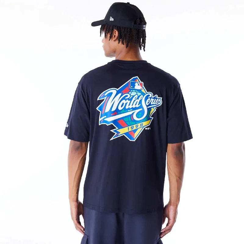 Men's Shirts with Asymmetrical HemlinesNew York Yankees MLB World Series Navy Oversized T-Shirt