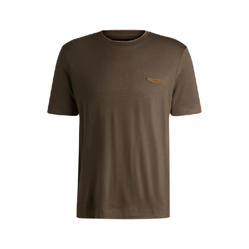 Men's Shirts with Contrast CollarsBOSS x ASTON MARTIN T-shirt in merino-wool jersey