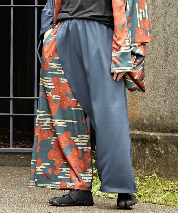 Men's Patterned Pants with ChecksSUIHOU - Kimono Like Pants