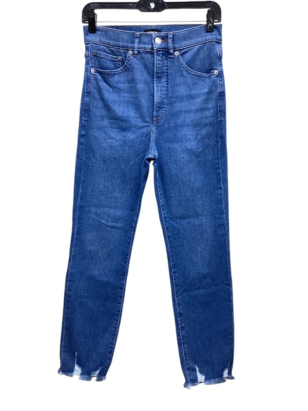 Patterned Beanie CapsJeans Straight By Express In Blue Denim, Size: 4