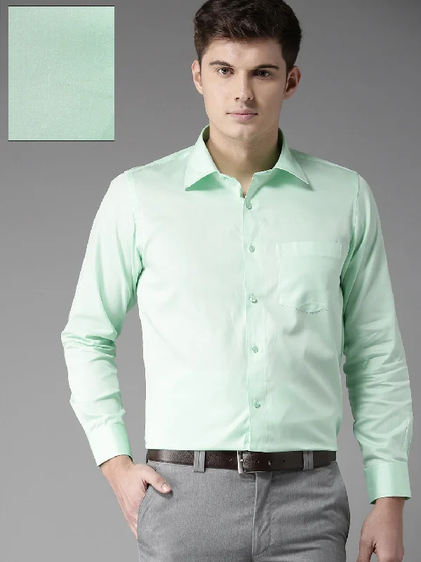 Men's Short-Sleeve Shirts for Warm WeatherDENNISON Men Green Regular Fit Solid Formal Shirt