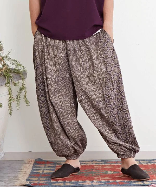 Men's Zippered Pants for SecurityAjrakh Paisley Patchwork Harem Pants