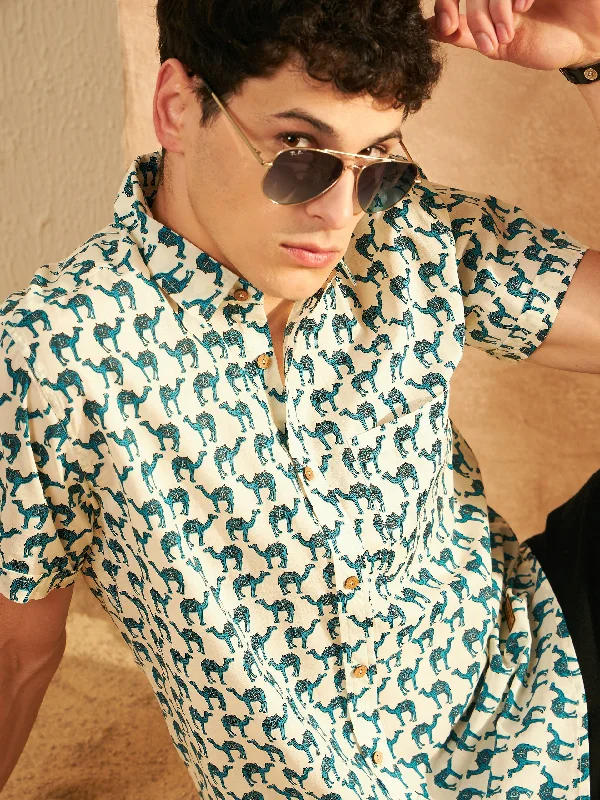 Men's Slim-Fit Shirts for a Flattering ShapeBlock Printed Cotton Shirt