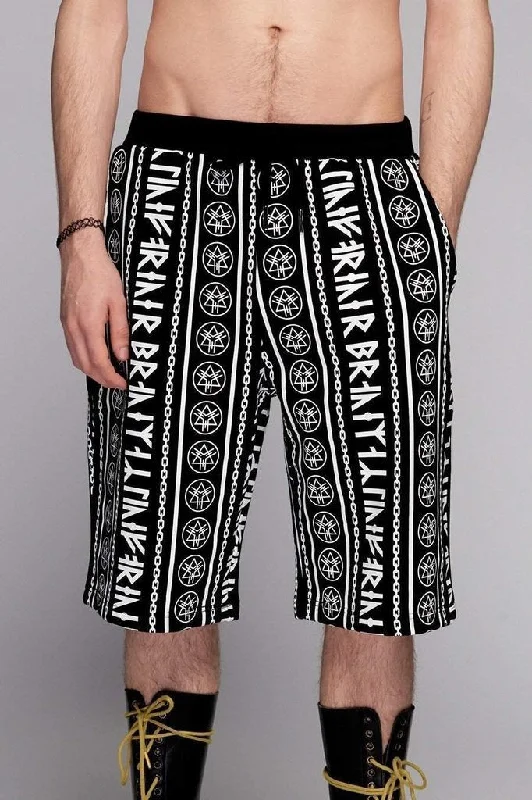 Men's Pants with Pleated FrontsRune Repeat Shorts - Unisex