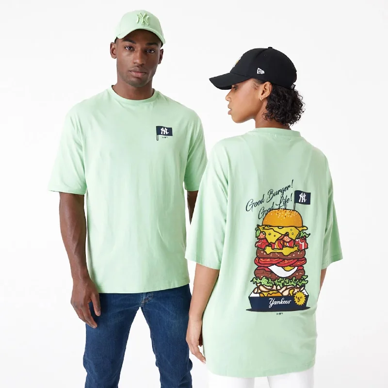 Men's Sleeveless TopsNew York Yankees MLB Burger Graphic Bright Green Oversized T-Shirt