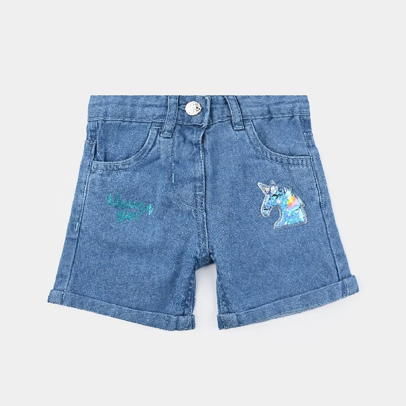 Men's Denim Shorts for SummerInfant Girls Denim rigid Short-Mid Blue