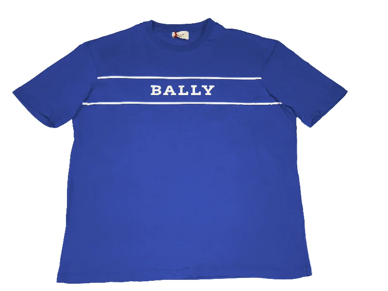 Men's Shirts with CollarsBally 6301279 Men's Royal Blue Cotton Printed Logo T-Shirt
