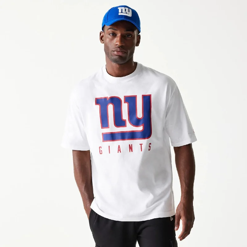 Men's Shirts with Floral PrintsNew York Giants NFL Games Slogan White Oversized T-Shirt