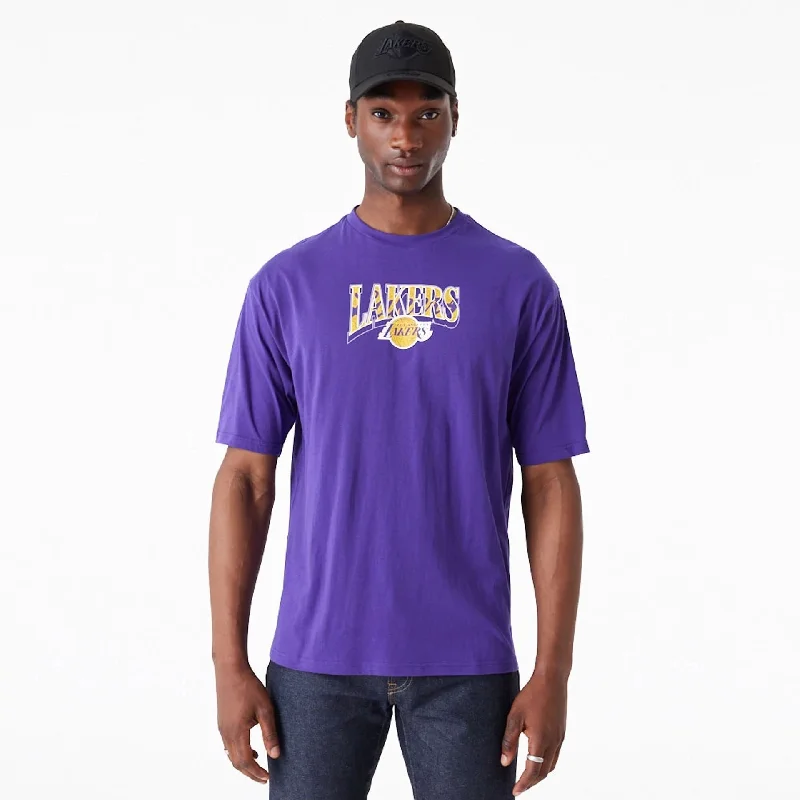 Men's Shirts with Bow TiesLA Lakers NBA Championship Purple Oversized T-Shirt