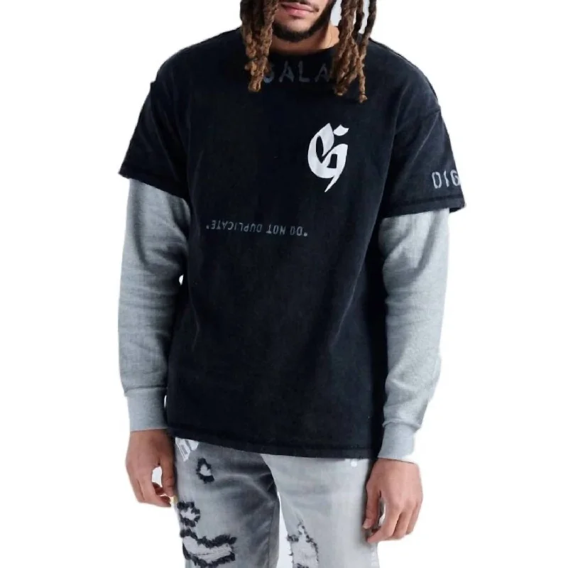 Warm Men's Fleece-Lined TopsOriginal Ego Must Die Thermal Ls Tee In Black