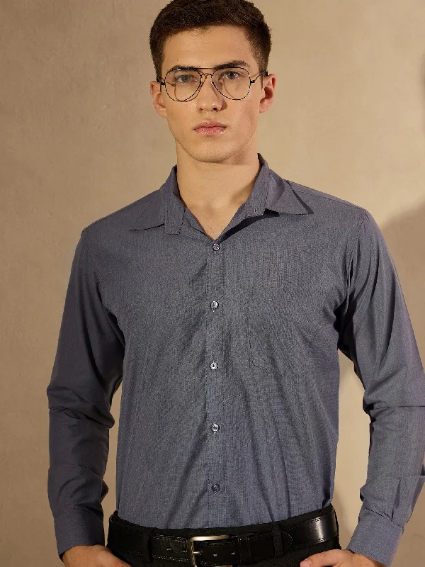 Men's Wrinkle-Free Shirts for Easy CareDENNISON Men Grey Solid Formal Shirt