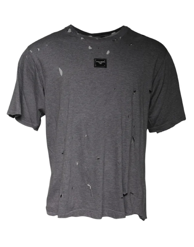 Men's Shirts with Lace-Up HemlinesDolce & Gabbana  Logo Crew Neck Short Sleeves Men's T-shirt