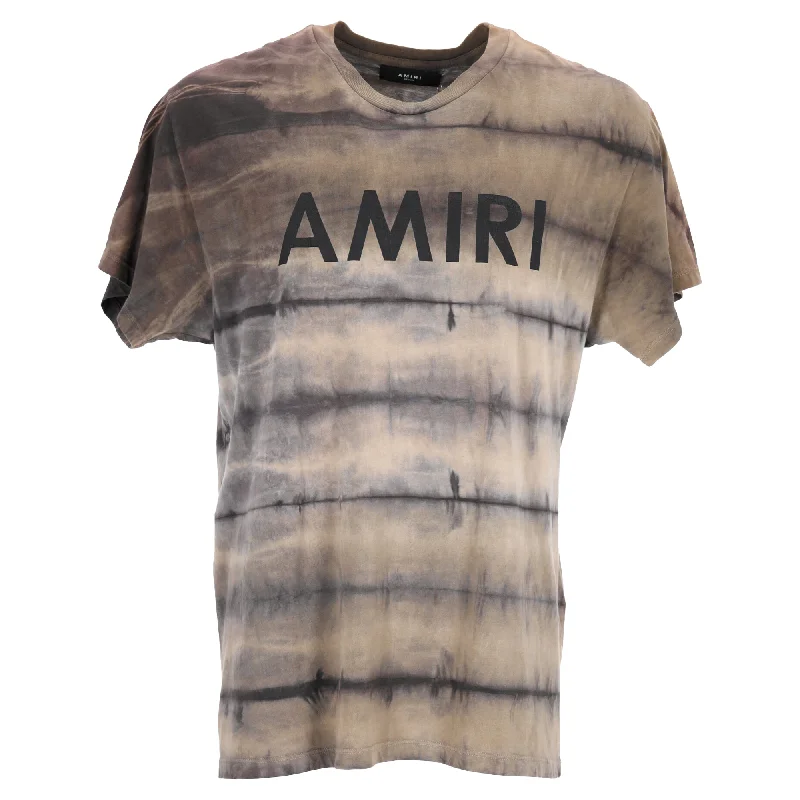 Men's Shirts with Mandarin CollarsAmiri Logo Printed Tie Dye T-Shirt in Brown Cotton