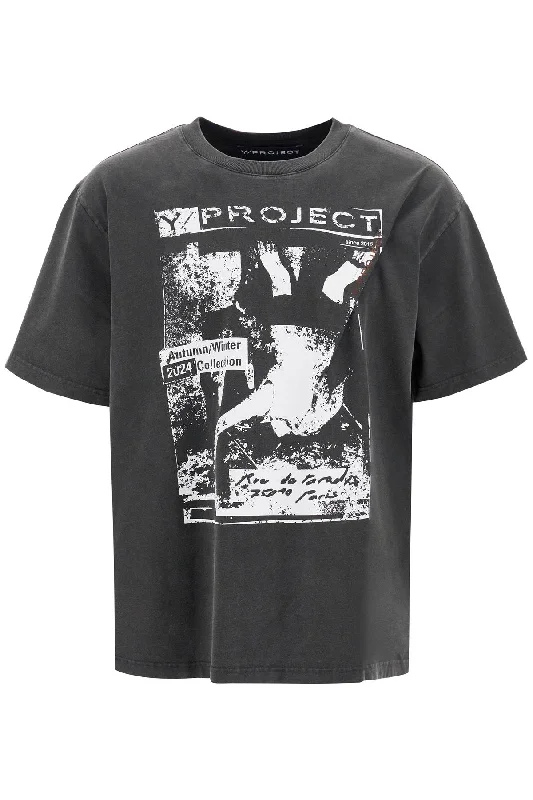 Men's Shirts with Short PlacketsY Project Men's T-Shirt With Printed Pinch