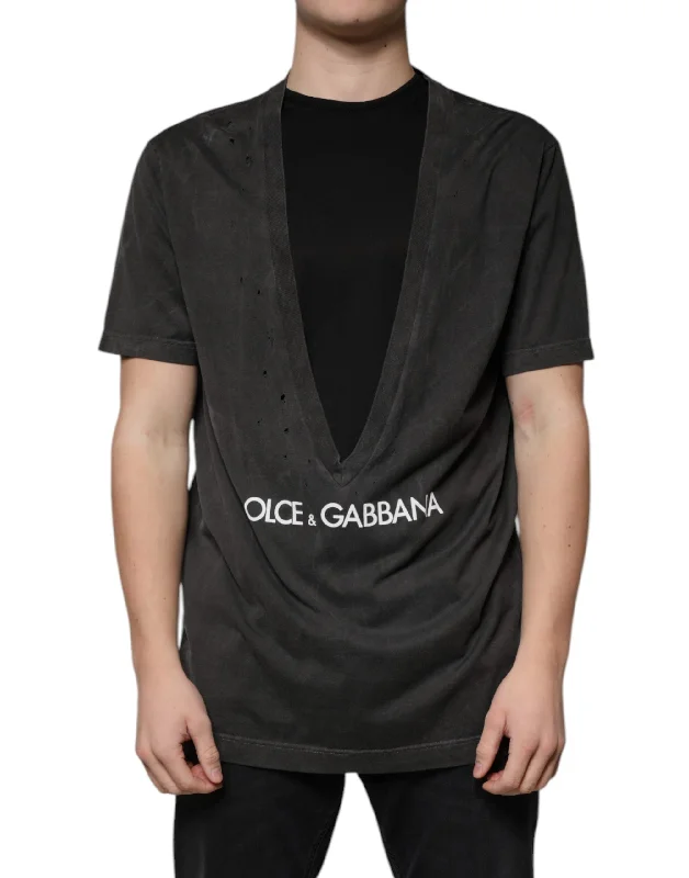Men's Shirts with Animal PrintsDolce & Gabbana  Cotton Crew Neck Short Sleeves Men's T-shirt