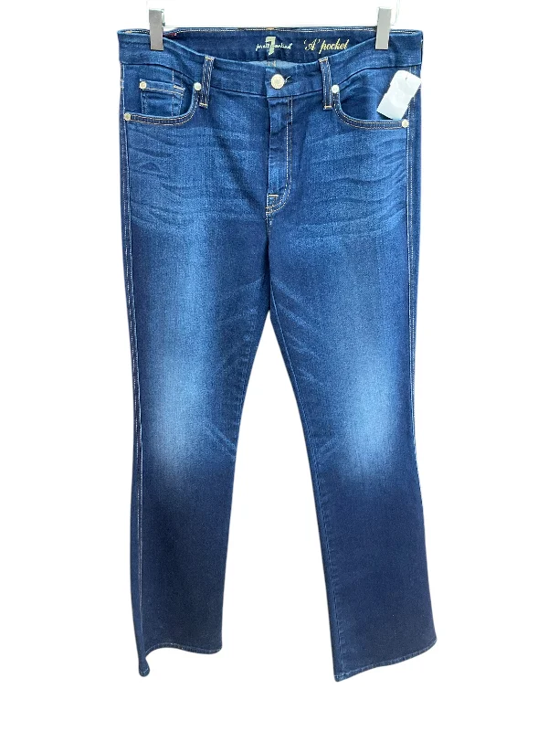 Oversized Fedora HatsJeans Flared By 7 For All Mankind In Blue Denim, Size: 14