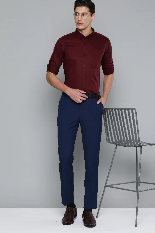 Men's V-Neck T-Shirts for a Flattering ShapeMen Maroon Smart Slim Fit Bio-Engineered Quick-Dry Odour-Free Formal Shirt