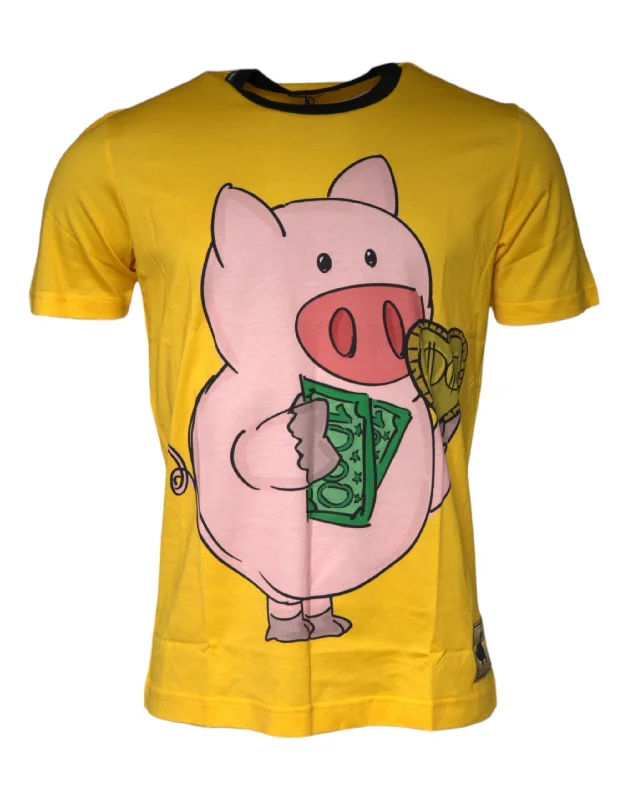 Men's Shirts with Wingtip CollarsDolce & Gabbana  2019 Year Of The Pig Short Sleeves Men's T-shirt