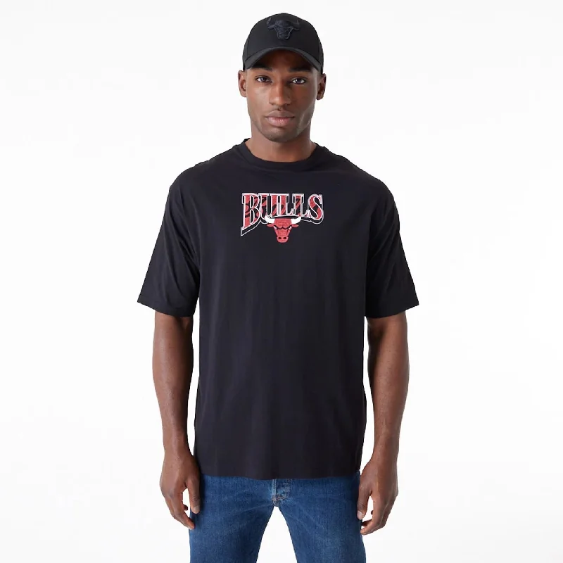 Stylish Men's HenleysChicago Bulls NBA Championship Black Oversized T-Shirt