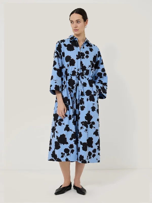 Outline Rose Shirt Dress | Blue