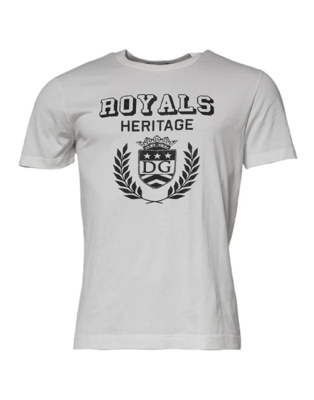 Men's Shirts with Rounded HemlinesDolce & Gabbana  Royals Heritage Cotton Men's T-shirt (Pre-Owned)