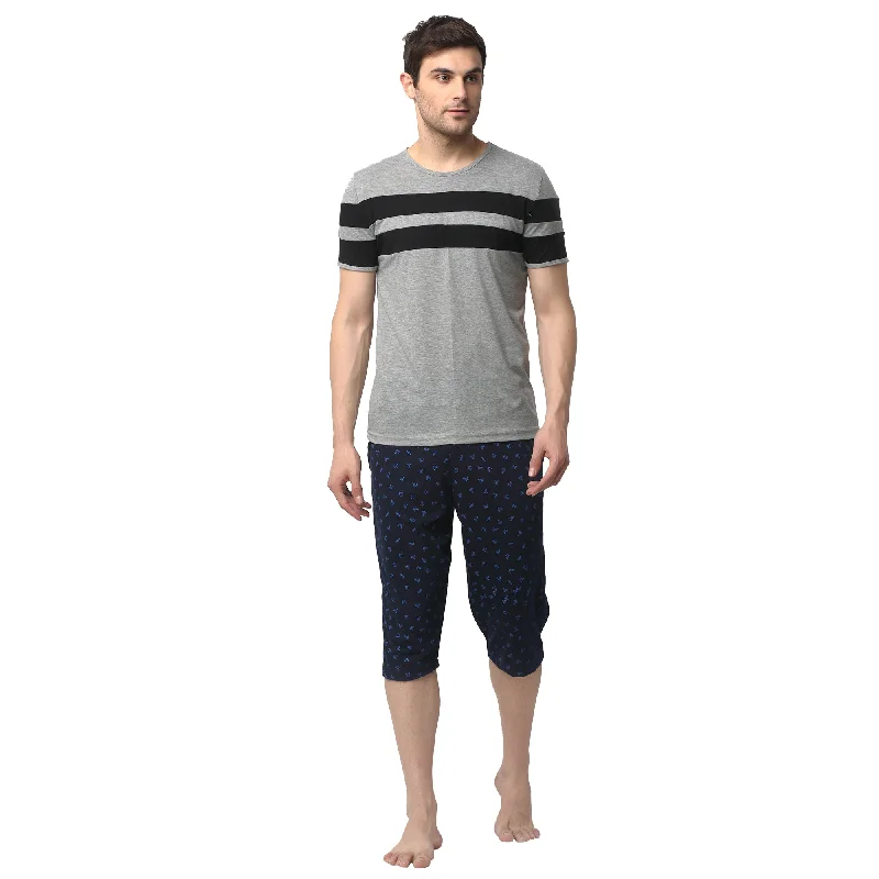 Mack Jonney Silver Dark Blue Night Suit For Men's