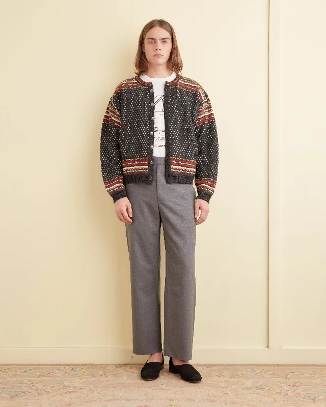 Men's Pants with Logo EmbossmentsTropical Wool Side-Buckle Trousers - Grey