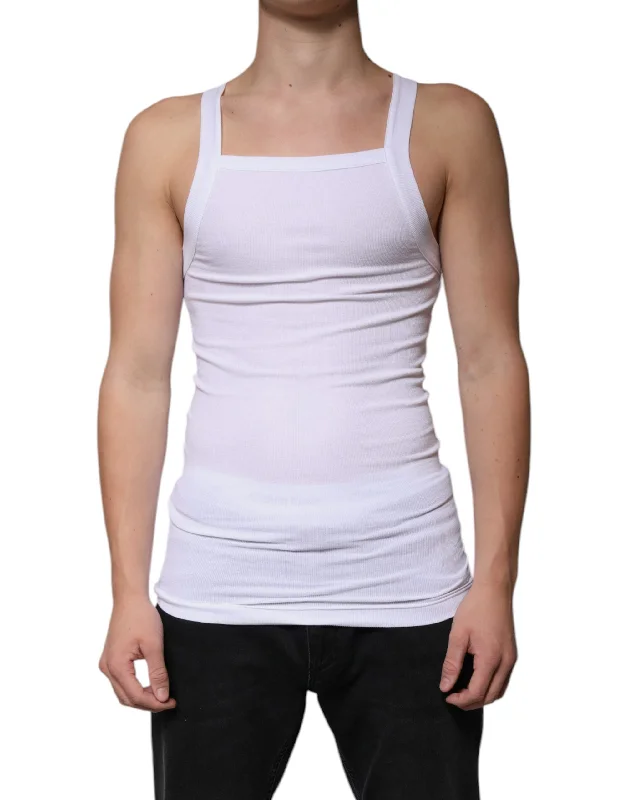 Men's Shirts with Snap ButtonsDolce & Gabbana  Cotton Sleeveless Square Neck Tank Men's T-shirt