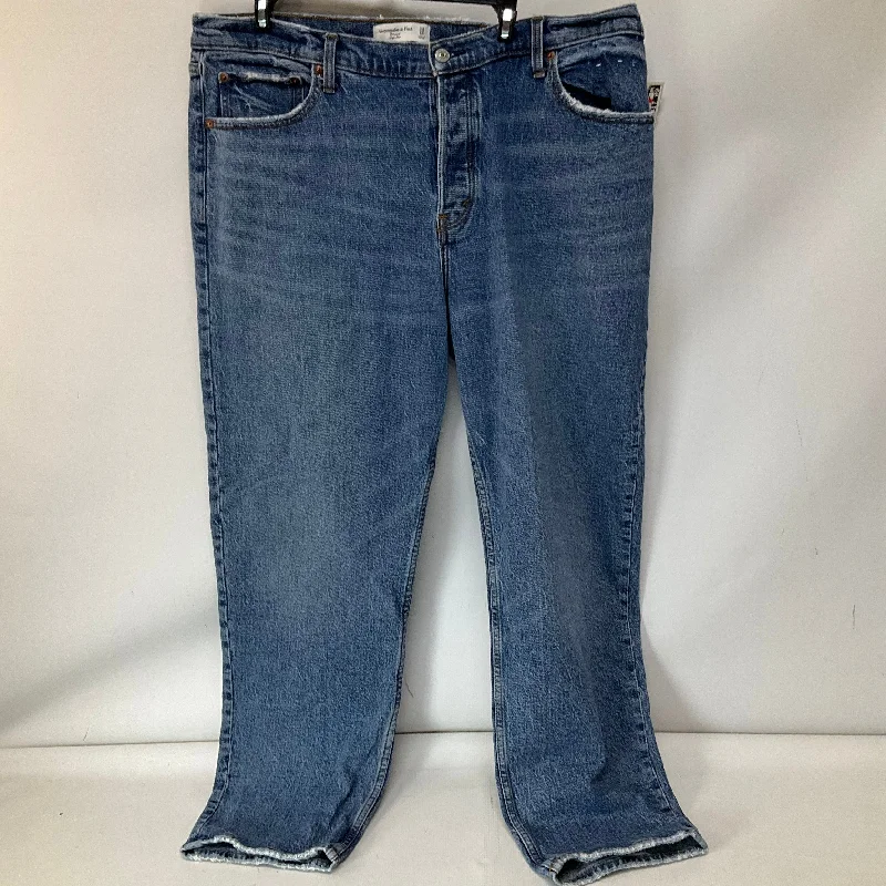 Trendy Work HatsJeans Straight By Abercrombie And Fitch In Blue Denim, Size: 16
