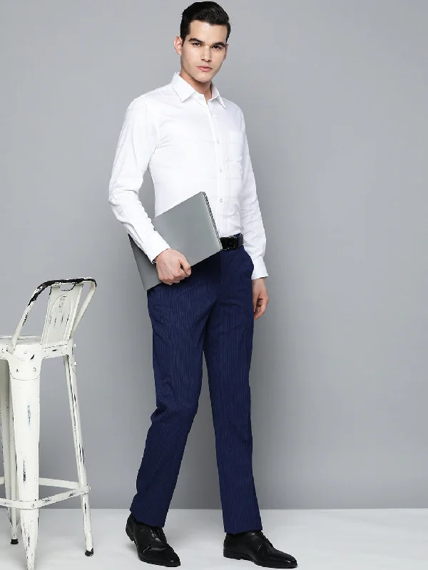 Men's Patterned Casual Shirts for Relaxed StylingDENNISON White Smart Windowpane Checks Party Shirt