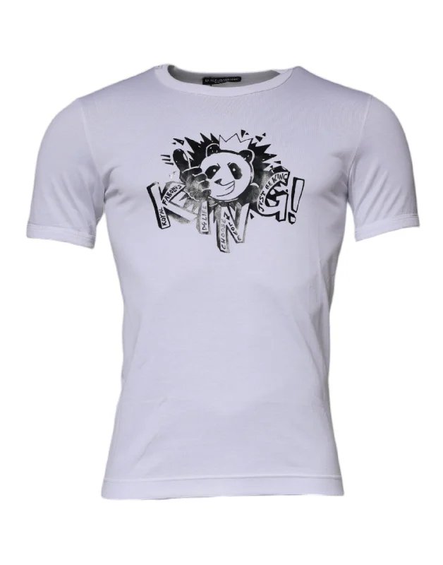 Men's Shirts with Double-Breasted DesignsDolce & Gabbana  Panda King Cotton Crew Neck Men's T-shirt (Pre-Owned)