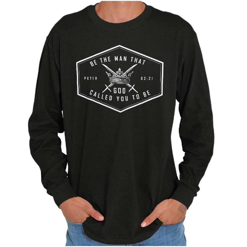 Men's Stain-Resistant Shirts for Mess-Free WearBe the Man God Called Long Sleeve T Shirt
