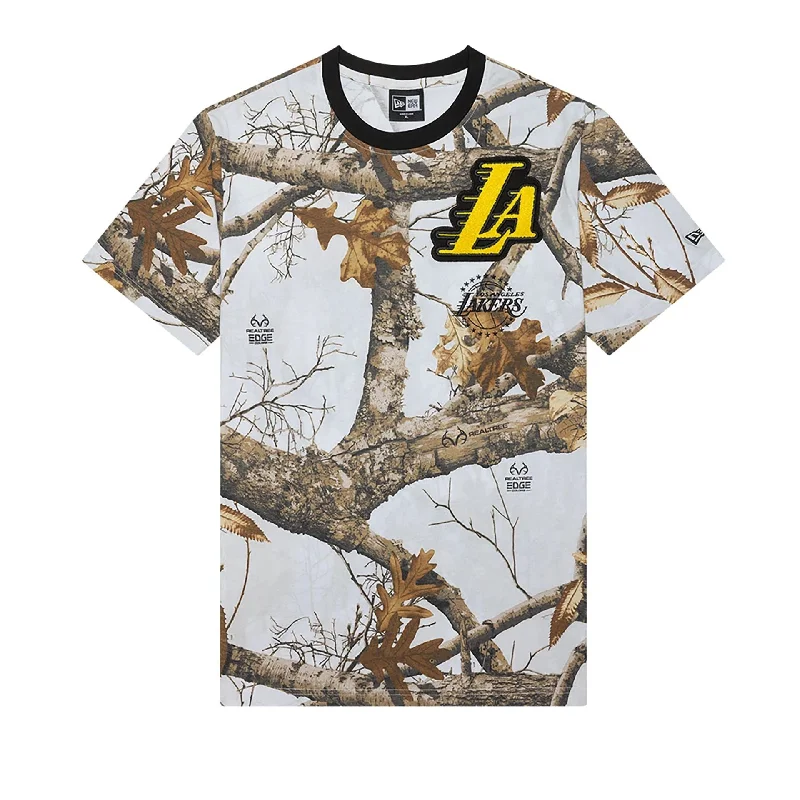 Men's Shirts with Striped PatternsLA Lakers NBA City Edition Real Tree White T-Shirt