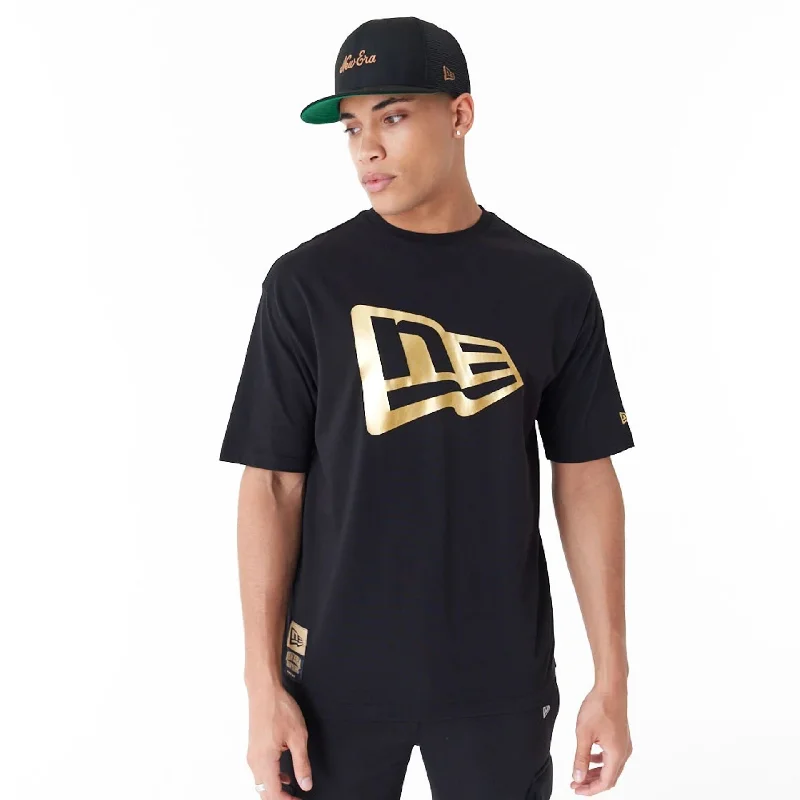 Casual Men's T-ShirtsNew Era Flag Black Oversized T-Shirt