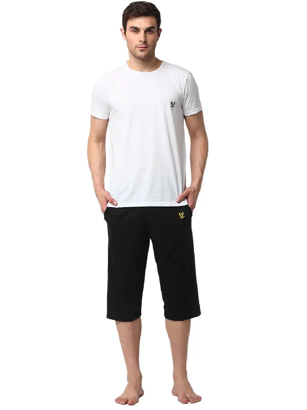 Mack Jonney White Black Night Suit For Men's