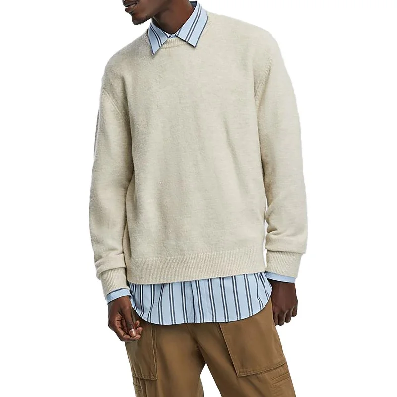 Mens Ribbed Trim  Knit Pullover Sweater