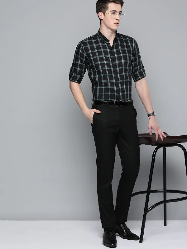 Durable Men's Work ShirtsMen Smart Slim Fit Tartan Checks Formal Shirt