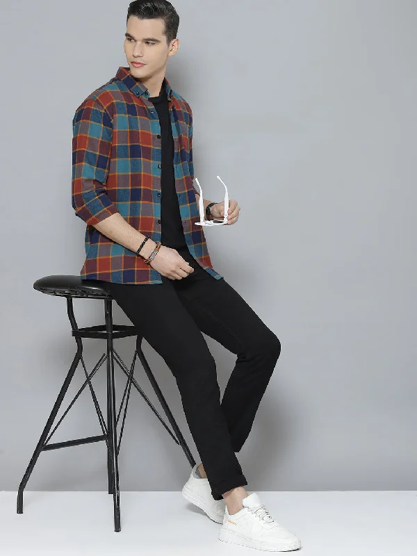 Men's French-Cuff Shirts for a Sophisticated EdgeMen Smart Tartan Checked Casual Shirt