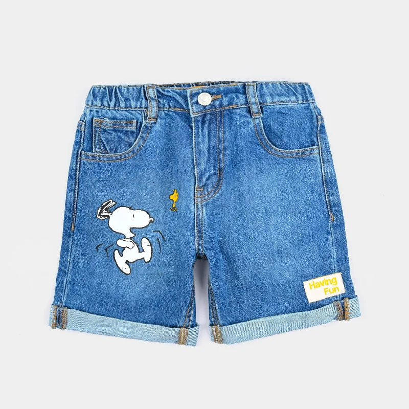 Men's Formal Trousers for BusinessBoys Denim Short Character- LT.Blue