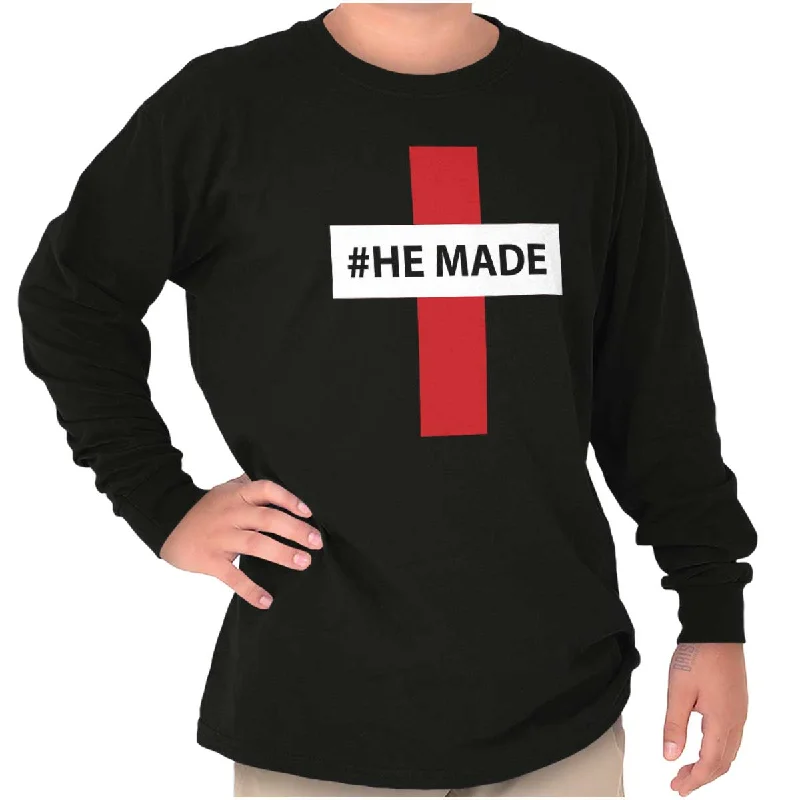 Men's Performance Shirts for Active LifestylesHashtag Religious Youth Long Sleeve T Shirt
