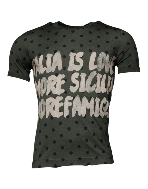 Breathable Men's Mesh TopsDolce & Gabbana  Sicilia Cotton Crew Neck Men's T-shirt (Pre-Owned)