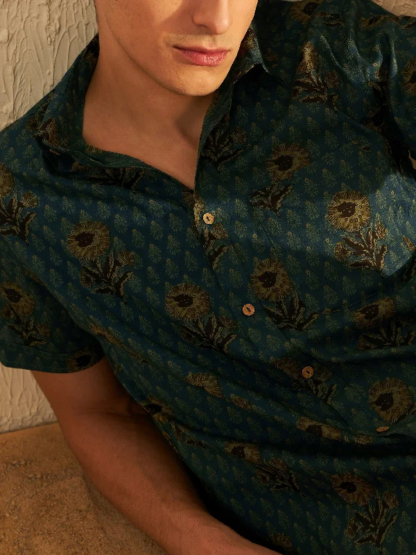 Men's French-Cuff Shirts for a Sophisticated EdgeBlock Printed Cotton Shirt